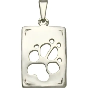 Přívěsek Stříbrné Tlapky 652 Destička + Tlapka – Prořez – stříbrný přívěšek 925/1000