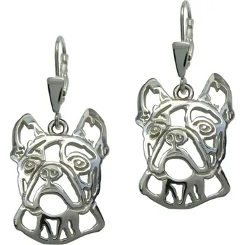 Náušnice Stříbrné Tlapky 252 Bostonský teriér – stříbrné náušnice 925/1000