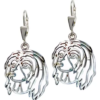 Náušnice Stříbrné Tlapky 696 Čínský chocholatý pes – Labutěnka – stříbrné náušnice 925/1000