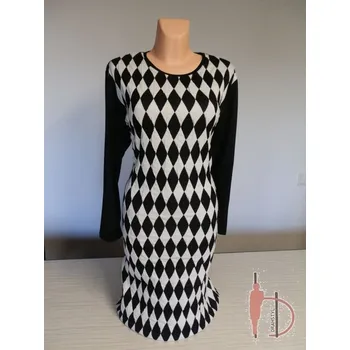 Dámské šaty Úpletové šaty s delším rukávem NATTALI, Barva Černobílá, Velikost M 38 , Materiál 98% Polyester 2% Lycra