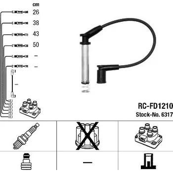 Zapalovací kabel Sada kabelů pro zapalování NGK 6317