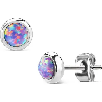 Náušnice Ocelové náušnice s fialovými opály