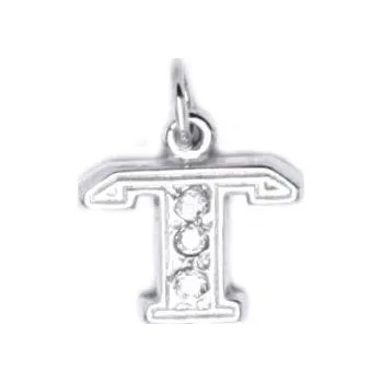Přívěsek Stříbrný přívěsek písmeno se zirkony - iniciála T
