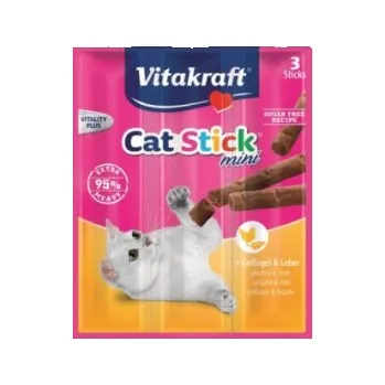 Pamlsek pro kočku Vitakraft Stick mini cat - drůbež + játra 18 g, 3 ks