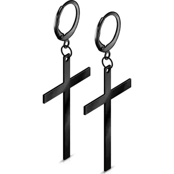Náušnice Ocelové náušnice křížky černé
