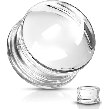 Piercing Skleněný plug do ucha čirý (10 mm)