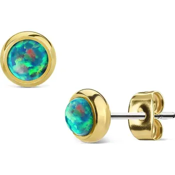 Náušnice Zlacené ocelové náušnice se zelenými opály