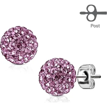 Náušnice Ocelové náušnice - fialové kamínky