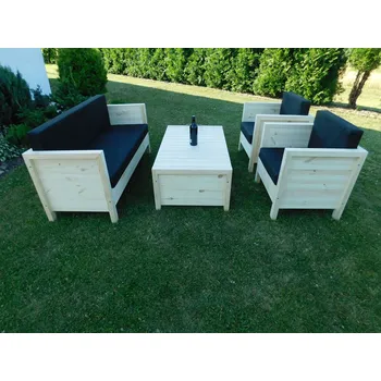Zahradní sestava Krajča ZAHRADNÍ DŘEVĚNÁ SESTAVA LUISA - 4 DÍLY, s polstry v ceně Povrchová úprava dřeva: Bez nátěru