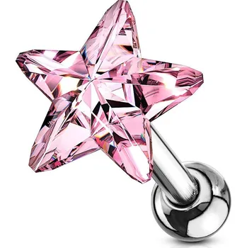 Piercing Cartilage piercing do ucha - hvězdička, barva růžová