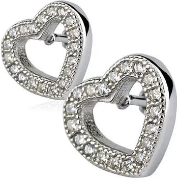 Náušnice Stříbrné náušnice šroubovací - srdíčka
