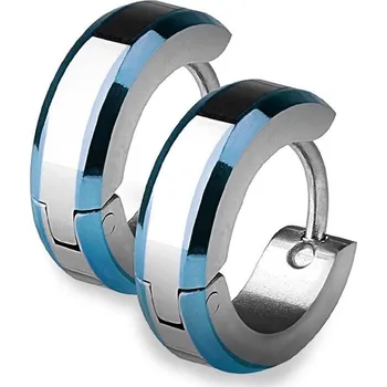 Náušnice Ocelové náušnice - kroužky s modrými okraji