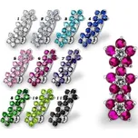 Stříbrný piercing do pupíku se štítem - kytičky (fialová)