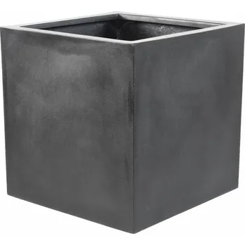 Květináč Luxusní KVĚTINÁČ FIBER KOSTKA ČERNÝ 50x50x50cm