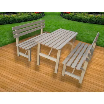 Zahradní sestava Krajča ZAHRADNÍ DŘEVĚNÁ SESTAVA NINA - 3 díly Povrchová úprava dřeva: Palisandr