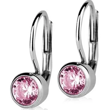 Náušnice Stříbrné náušnice se světle růžovými kameny 5 mm