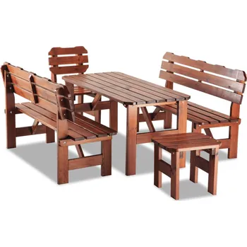 Zahradní sestava Krajča Zahradní dřevěná sestava ULM 5 dílů - borovice Povrchová úprava dřeva: Bez nátěru