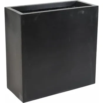 Květináč Luxusní KVĚTINÁČ FIBER HRANATÝ ČERNÝ 80x35x79cm