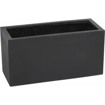 Květináč Luxusní KVĚTINÁČ FIBER HRANATÝ ČERNÝ 60x25x30cm