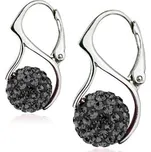 Stříbrné náušnice kuličky s krystaly Crystals from Swarovski, Silver Night