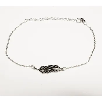 Náramek Stříbrný náramek s lístkem, délka 22 cm
