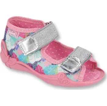 Dívčí bačkory Bačkůrky papučky sandálky Befado Papi 242P096 s barevnými listy velikost: 21