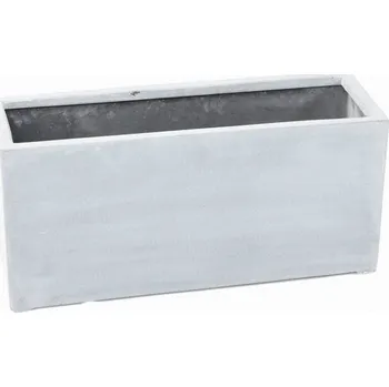 Květináč Luxusní KVĚTINÁČ FIBER HRANATÝ ŠEDÝ 60x25x30cm
