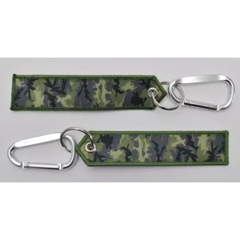 Klíčenka 30 mm, K20, velká karabina-logo AČR, vytkávaná zelená kamufláž