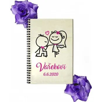Svatební kniha přání kreslený pár - A4