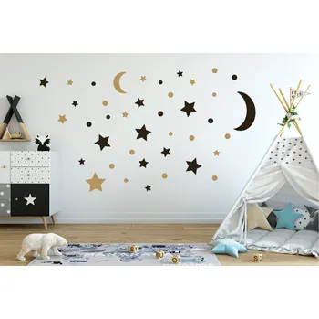 Samolepící dekorace Lepy.cz Samolepka na zeď Set-noční obloha Barevná varianta: Krémová, Velikost: S (velikost a počet vzorů níže v popisu)