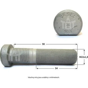 Matice šroub kola MB ACTROS M22x1,5x90x54mm ZN