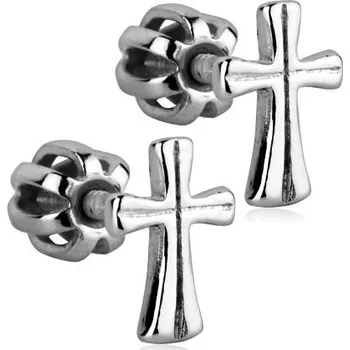 Náušnice Stříbrné náušnice šroubovací - křížky