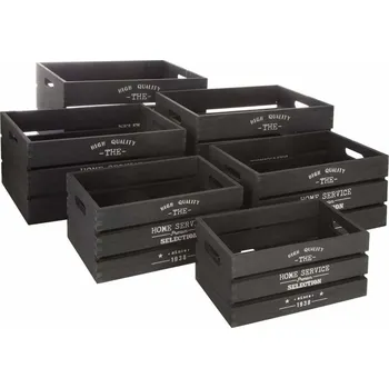 Nábytek Atmosphera Sada 6 dekoračních úložních skříněk, černá barva