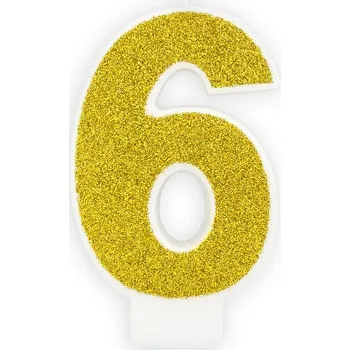 Svíčka Šest zlatá dortová svíčka SCU3-6-019B - Partydeco