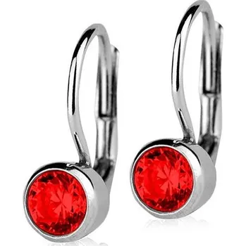 Náušnice Stříbrné náušnice s červenými kameny 5 mm