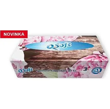 Papírový kapesník Q soft papírové kapesníky design pivoňka 80ks 3vrstvé
