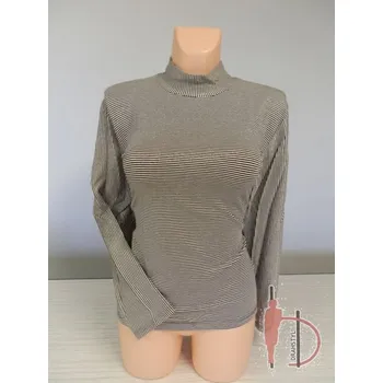 Dámské šaty Top se stojáčkem proužkovaný, Barva Hnědá, Velikost XL 44, Materiál 98% Polyester 2% Lycra