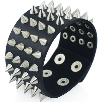 Náramek Stylový kožený náramek s kovovými hroty - typ 1