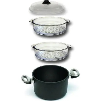 Hrnec Excelent HARECKER titanová parní sestava 20 cm + 2 pařáky + poklice