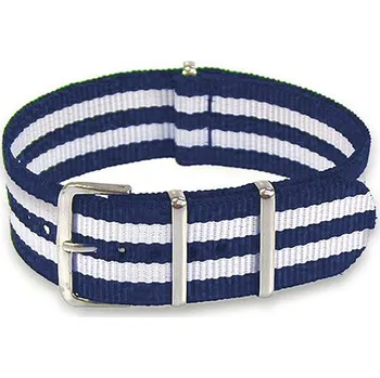 Řemínek na hodinky Řemínek k hodinkám NATO Strap - Bílá / modrá šíře 22 mm (2 pruhy)