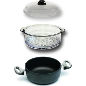 Hrnec i na indukci: parní sestava obsahuje: plasma titanový hrnec Harecker 20 cm / 8 c