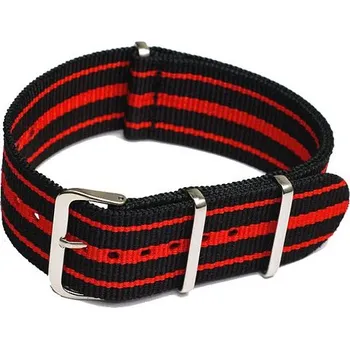 Řemínek na hodinky Řemínek k hodinkám NATO Strap - Černá / červená šíře 20 mm (3 pruhy)