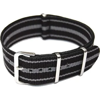 Řemínek na hodinky Řemínek k hodinkám NATO Strap - Černá / šedá šíře 18 mm (3 pruhy)
