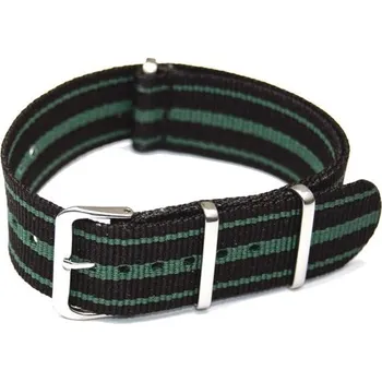 Řemínek na hodinky Řemínek k hodinkám NATO Strap - Černá / zelená šíře 22 mm (3 pruhy)