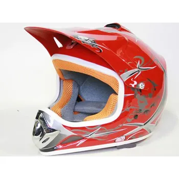 Helma na motorku Dětská motocross přilba červená