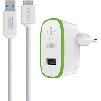 BELKIN USB nabíječka 2.1A, 10V vč. 3.0 Micro-B kabelu, bílá