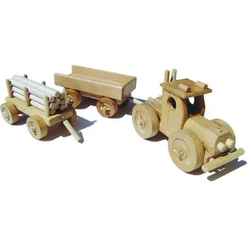 Dřevěná hračka Ceeda Cavity Traktor s vlečkou velký