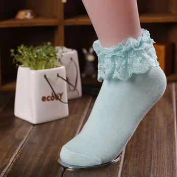 Dámské ponožky IGNITE Bavlněné ponožky s krajkou modré + Doprava zdarma