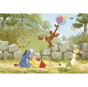 Fototapeta Dětská papírová fototapeta Medvídek Pú s balónkem 8-460 / Fototapety na zeď Winnie Pooh Ballooning (368 x 254 cm) Komar