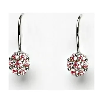 Náušnice Stříbrné naušnice, růžový zirkon, náušnice ze stříbra, VE 3